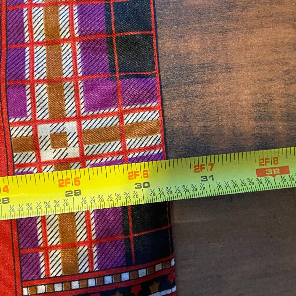 Vintage Glentex Scarf Made In Italy Plaid Paisley Purple Brown Red - 29.5 x 30.5 - Picture 3 of 5